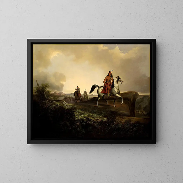 Zwart mes, een Apache krijger - John Mix Stanley — ingelijst kunstwerk aan de muur