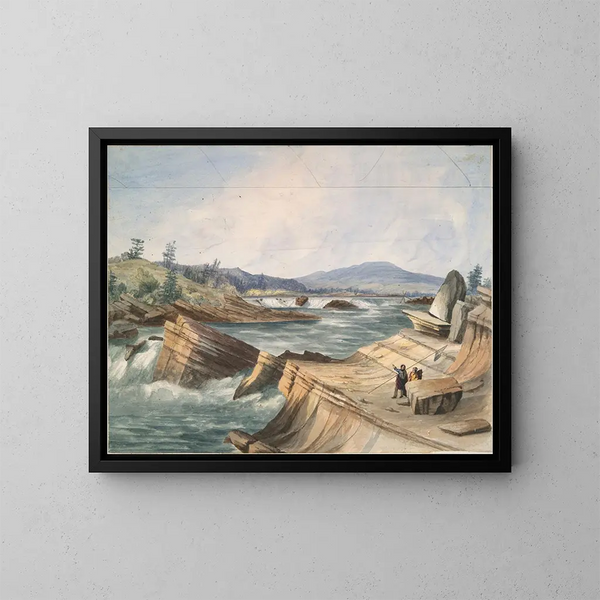 Watervallen Kettle, rivier Columbia - John Mix Stanley — ingelijst kunstwerk aan de muur