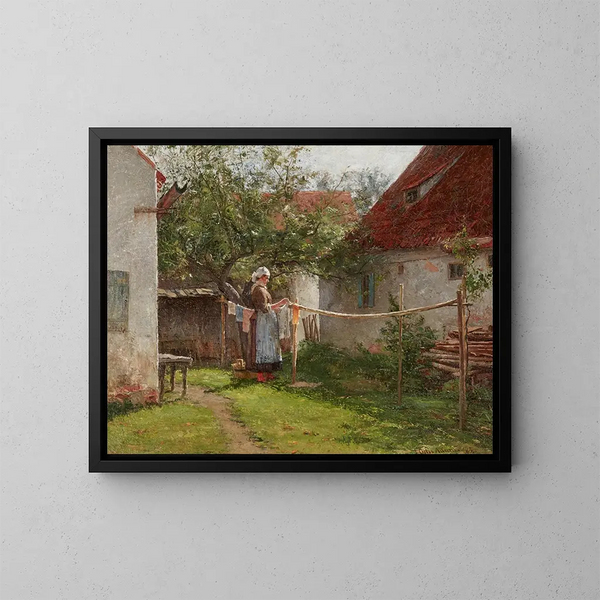 Jour de lavage en Bavière - John Ottis Adams — ingelijst kunstwerk aan de muur