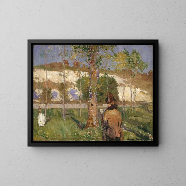 Madame Sisley aan de oevers van de Loing in Moret - John Peter Russell — ingelijst kunstwerk aan de muur