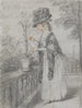 van Dame op een terras die zich bezighoudt met een anjer - John Raphael Smith — weergave van het kunstwerk
