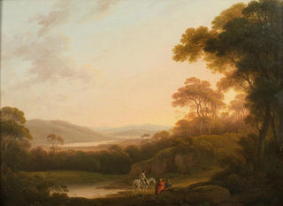 John Rathbone - An Italianate landscape with figures on a path.webp