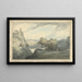 Landschap met bergachtig landschap en het Nemi-meer - John Robert Cozens — ingelijst kunstwerk aan de muur