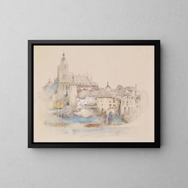 Lauffenburg aan de Rijn - John Ruskin — ingelijst kunstwerk aan de muur