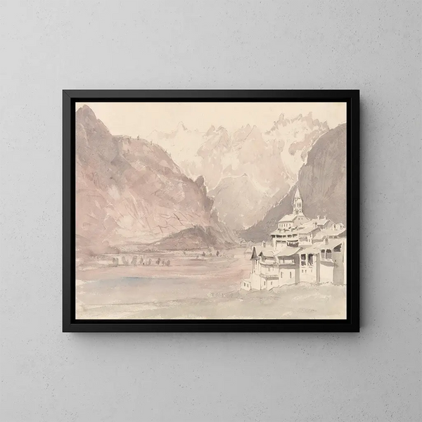 Berglandschap in Zwitserland - John Ruskin — ingelijst kunstwerk aan de muur
