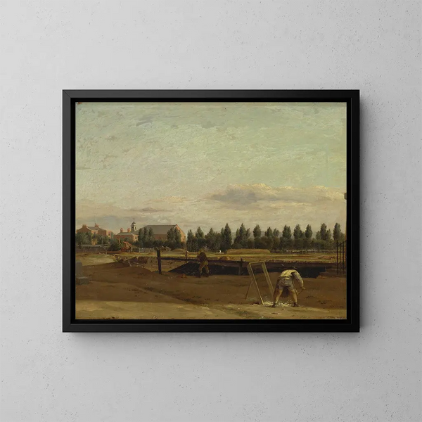 van het kanaal van de Regent met uitzicht op de kapel van Marylebone - John Seguier — ingelijst kunstwerk aan de muur