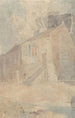 Een oud gebouw met een erker die is omgevormd tot schuur - John Sell Cotman — weergave van het kunstwerk