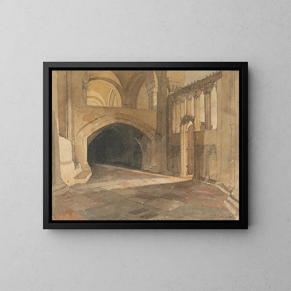 van de ingang van de kapel van Jezus, kathedraal van Norwich - John Sell Cotman — ingelijst kunstwerk aan de muur