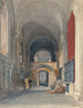 van Norwich Kathedraal, interieur van de noordgang van het koor, uitzicht naar het oosten - John Sell Cotman — weergave van het kunstwerk