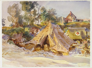 Kamp met ambulance - John Singer Sargent — weergave van het kunstwerk