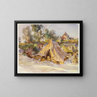 Kamp met ambulance - John Singer Sargent — ingelijst kunstwerk aan de muur