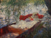 van Dame en kind slapend in een boot onder de wilgen - John Singer Sargent — weergave van het kunstwerk