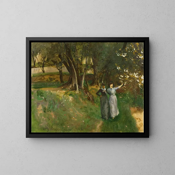 Landschap met vrouwen op de voorgrond - John Singer Sargent — ingelijst kunstwerk aan de muur