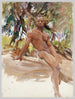 L'homme et les arbres en Floride - John Singer Sargent — weergave van het kunstwerk