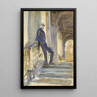 John Singer Sargent - Sir Neville Wilkinson On The Steps Of The Palladian Bridge At Wilton House.webp