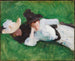 Twee meisjes op een gazon - John Singer Sargent — weergave van het kunstwerk