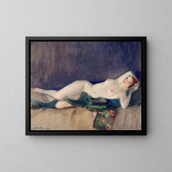 nieuw met groene sjaal - John Sloan — ingelijst kunstwerk aan de muur