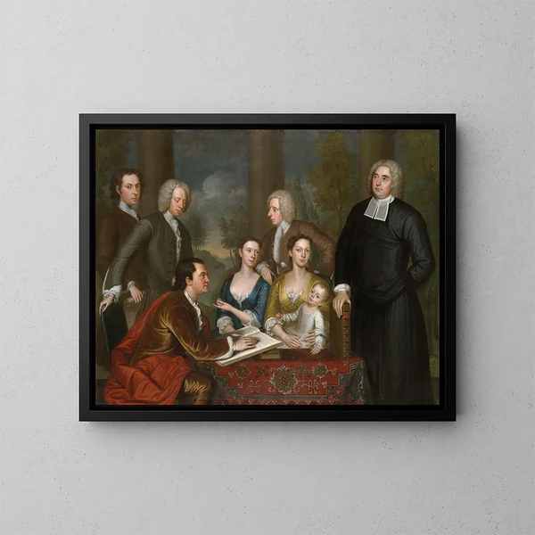 Het Bermudagroep, de oudste Berkeley en zijn entourage - John Smibert — ingelijst kunstwerk aan de muur