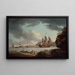 a flagship of the white fleet entering the Hamoaze and approaching the quay of Plymouth with Drake Island on its port quarter - John Thomas Serres — framed artwork on a wall