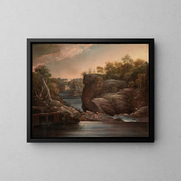 Watervallen van Norwich of de Watervallen van Yantic in Norwich - John Trumbull — ingelijst kunstwerk aan de muur