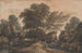 Figuren bij een waterval en een bassin in een bosrijk landschap - John Varley — weergave van het kunstwerk