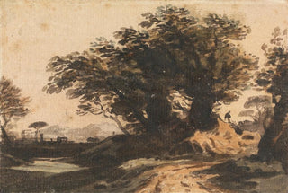 John Varley - Landscape with a Clump of Trees near a Road and a Stream.webp