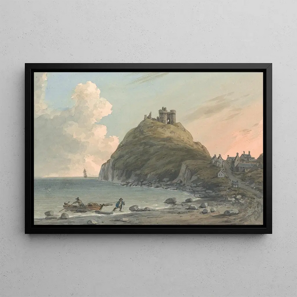 John Warwick Smith - Ruins of Criccieth Castle and Part of the Town on the Bay on Cardigan East View Caernarfonshire.webp