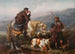 Jagers aan de rand van een rivier - John William Bottomley — weergave van het kunstwerk