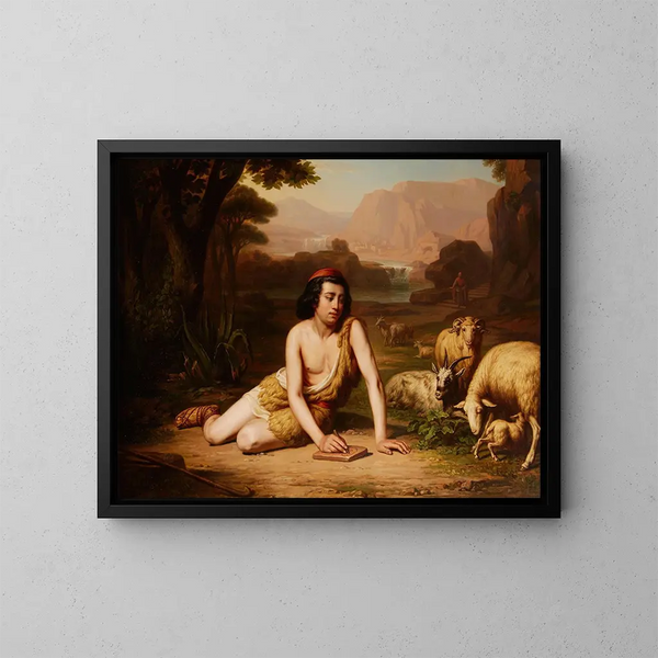 Giotto tekenend naar de natuur - John William Godward — ingelijst kunstwerk aan de muur