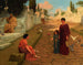 Buiten de poort van Pompeii - John William Godward — weergave van het kunstwerk