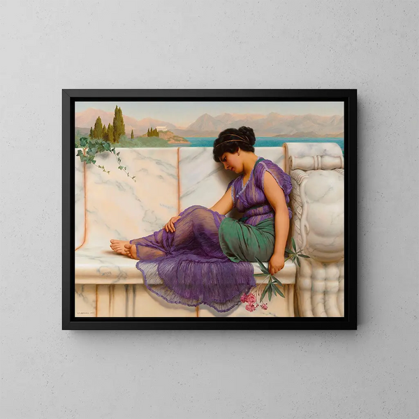 Droom van zomerse luiheid - John William Godward — ingelijst kunstwerk aan de muur