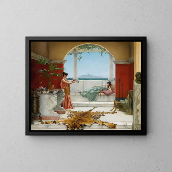 La douce sieste d'un jour d'été - John William Godward — ingelijst kunstwerk aan de muur