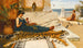 La Jeune Fille à la Peau de Tigre Cousant - John William Godward — weergave van het kunstwerk