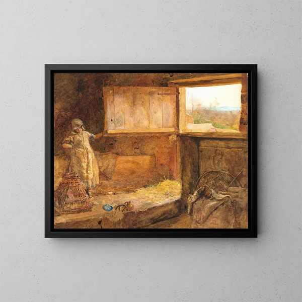 Het hooiveld - John William North — ingelijst kunstwerk aan de muur