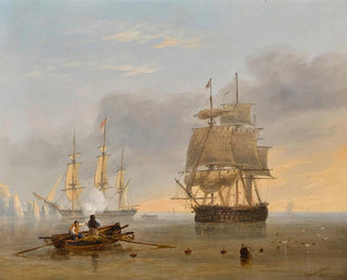 John Wilson Carmichael - A British Man of War off the Needles Isle of Wight.webp