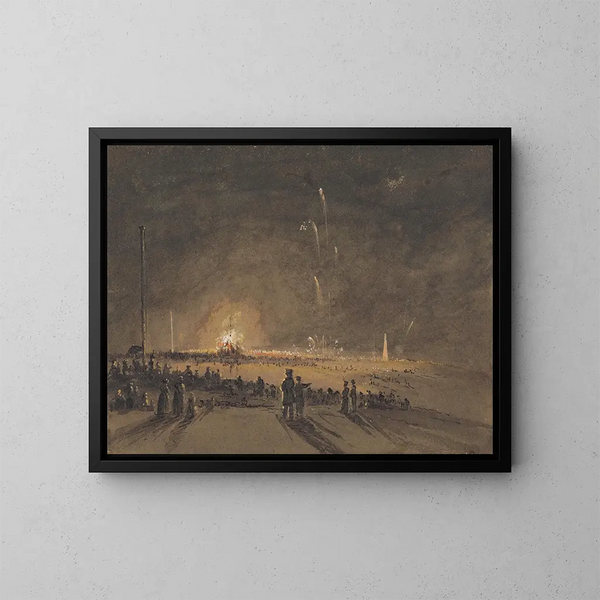 Een vuurwerk - John Wilson Carmichael — ingelijst kunstwerk aan de muur