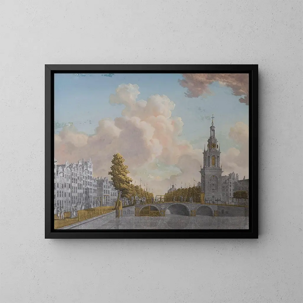 Vue de la tour appelée Jan Roodenpoortstoren et du canal Singel à Amsterdam - Jonas Zeuner — ingelijst kunstwerk aan de muur