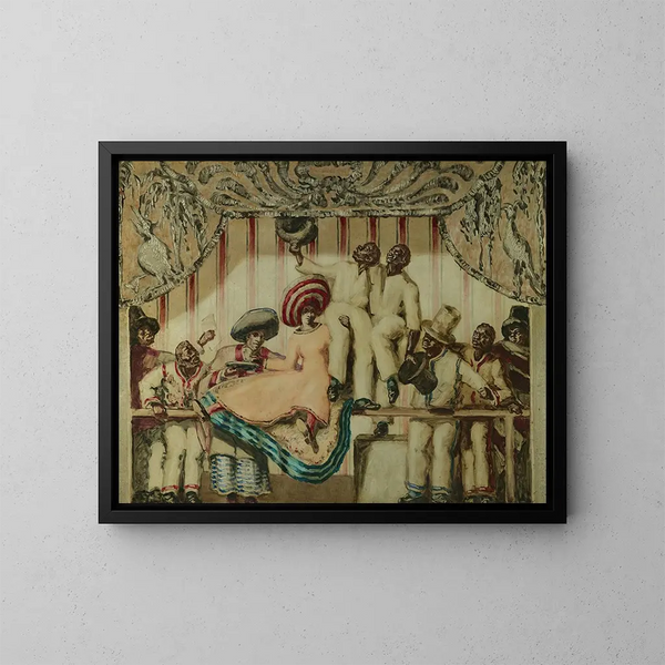 van een zittende dame op een balustrade - José María Sert — ingelijst kunstwerk aan de muur