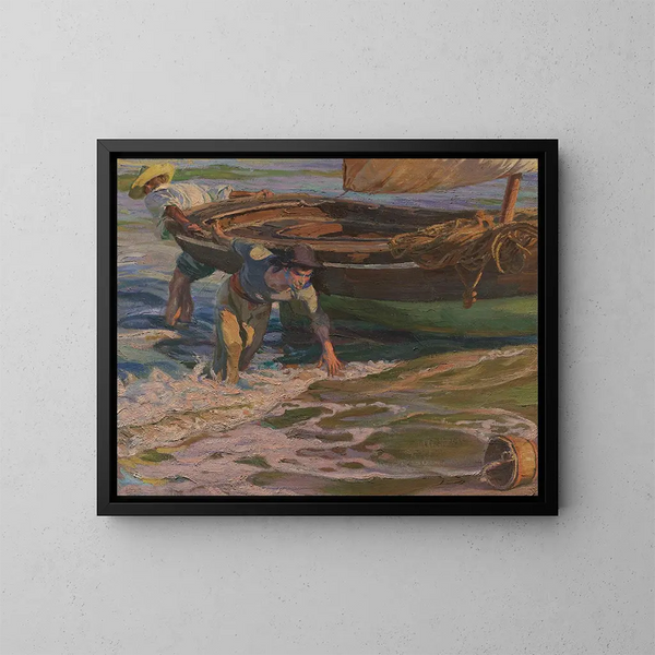 Mise à sec du bateau - José Mongrell — ingelijst kunstwerk aan de muur