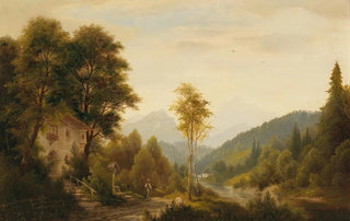 Josef Burgaritzky - Winter Landscape with decorative figures.webp