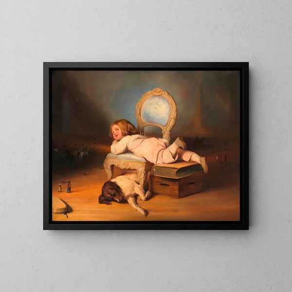 L'enfant et son monde - Josef Danhauser — ingelijst kunstwerk aan de muur