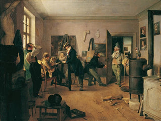 De schoolzaal - Josef Danhauser — weergave van het kunstwerk