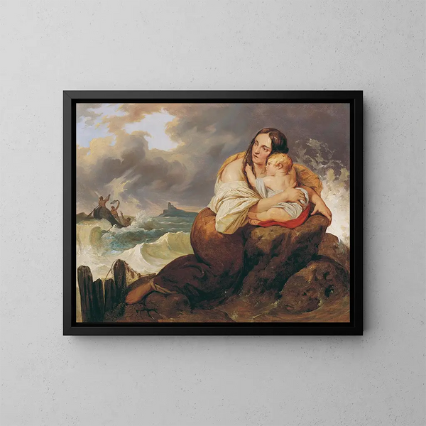 De schipbreukeling - Josef Danhauser — ingelijst kunstwerk aan de muur