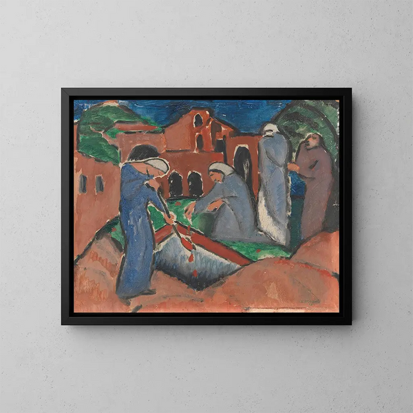 Begrafenis - Josef Eberz — ingelijst kunstwerk aan de muur