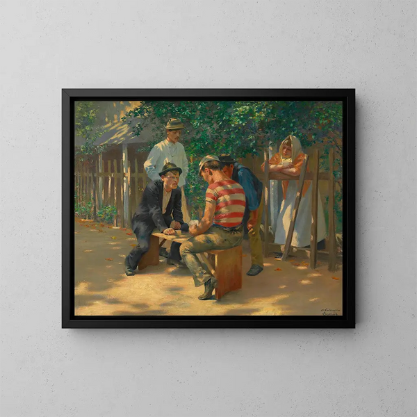 De kaartspelers - Josef Engelhart — ingelijst kunstwerk aan de muur
