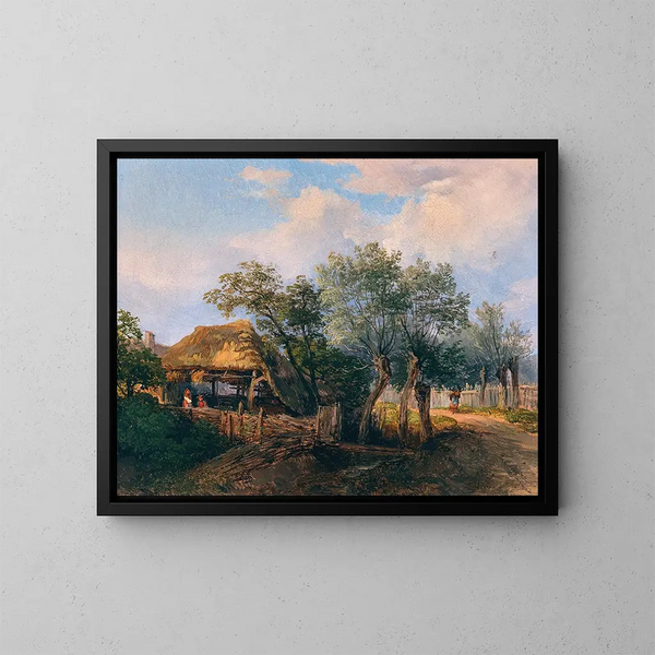 Een dorpsidyll - Josef Höger — ingelijst kunstwerk aan de muur