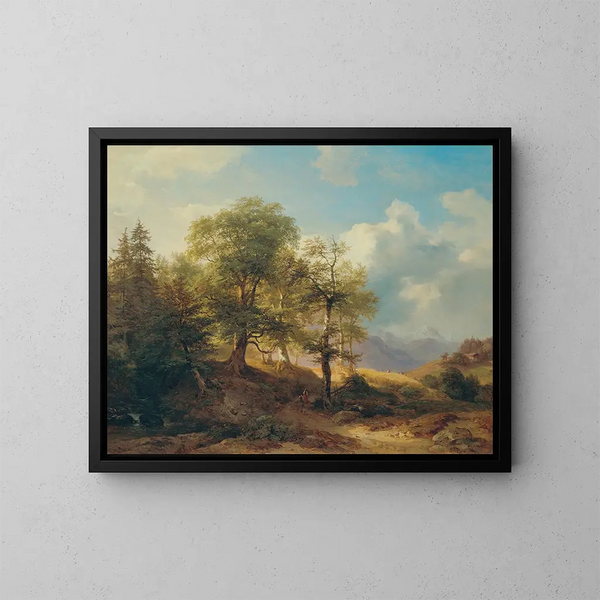 Landschapschilderij zomertuin in de hoge bergen - Josef Höger — ingelijst kunstwerk aan de muur
