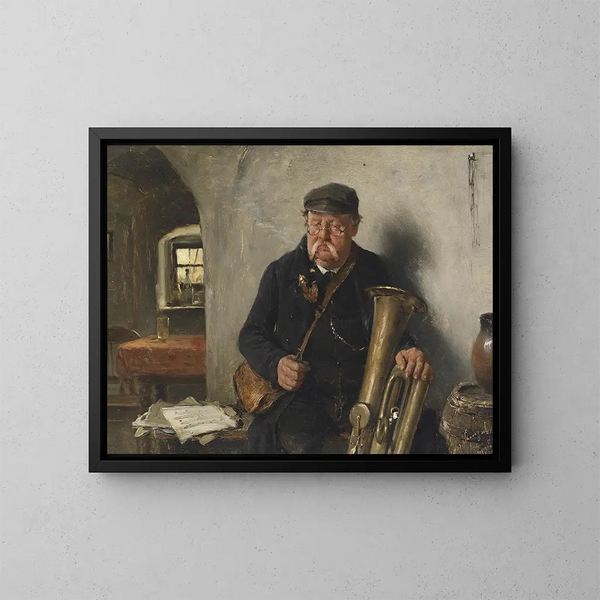 De tuba speler - Josef Kinzel — ingelijst kunstwerk aan de muur
