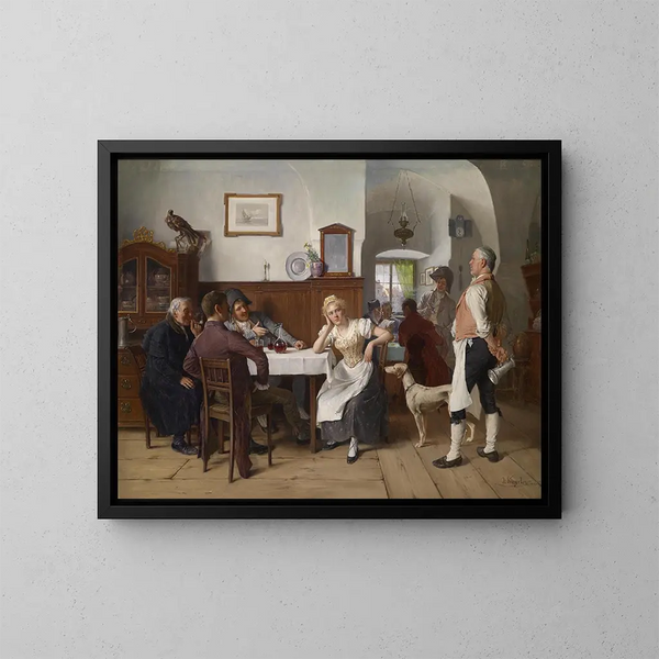in het restaurant - Josef Kinzel — ingelijst kunstwerk aan de muur