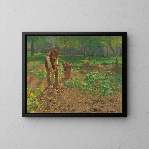 Aardappeloogst - Josef Kinzel — ingelijst kunstwerk aan de muur